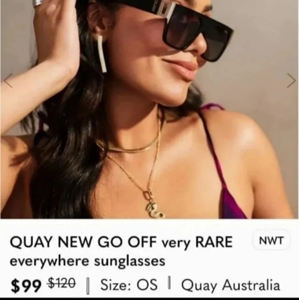 Quay Australia GO OFF POLARIZED SUNGLASSES BLACK SMOKE TAUPE BNWT RETIRED $120